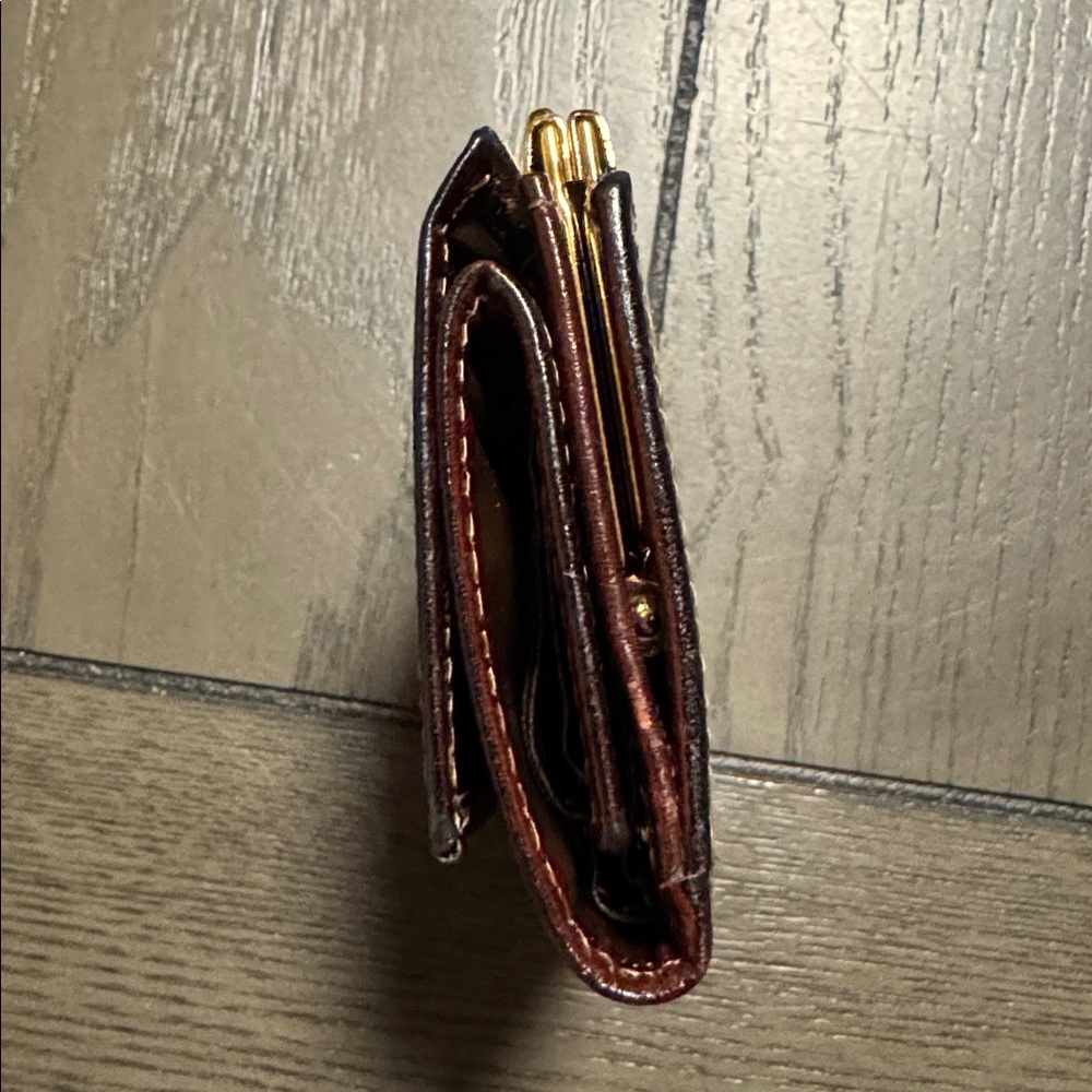 Bosca VTG Hand Stained Hide Brown Leather Mini Wallet - Kiss Lock Coin - Picture 4 of 7